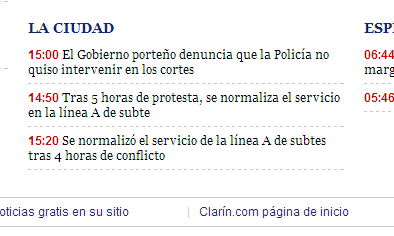 14:50 Tras 5 horas de protesta, se normaliza el servicio en la línea A de subte; 15:20 Se normalizó el servicio de la línea A de subtes tras 4 horas de conflicto